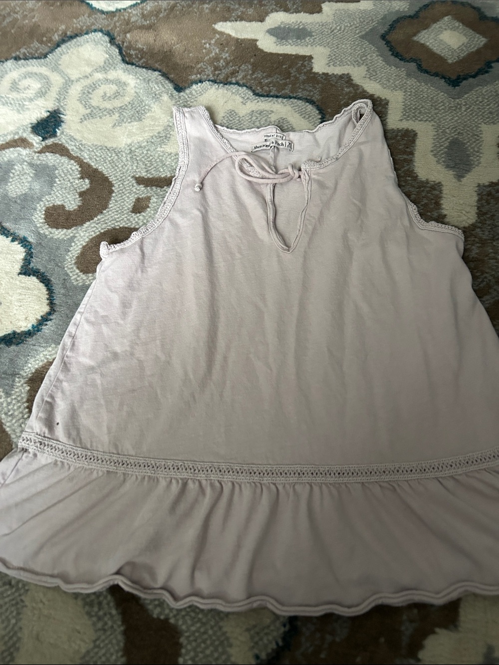 Abercrombie & Fitch Dusty Pink Ruffle-Hem Tie Neck Tank
